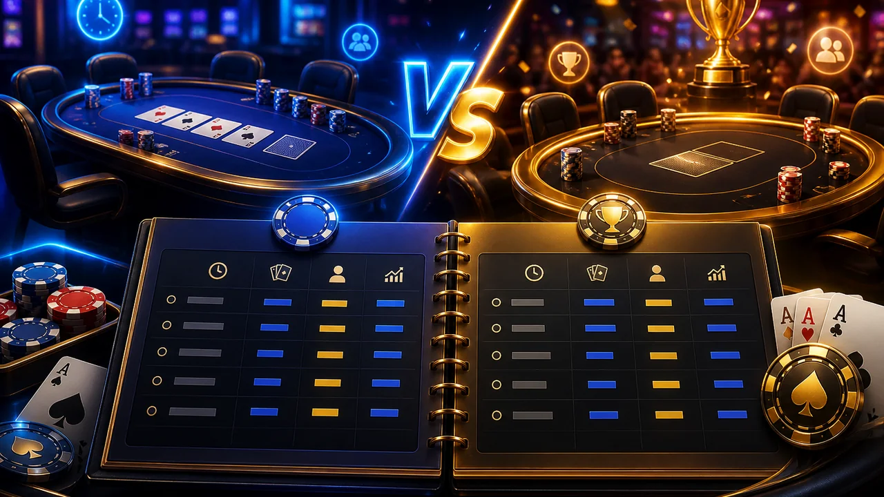 Bàn tiền mặt hay giải đấu? 12bet so sánh poker theo cấu trúc phiên